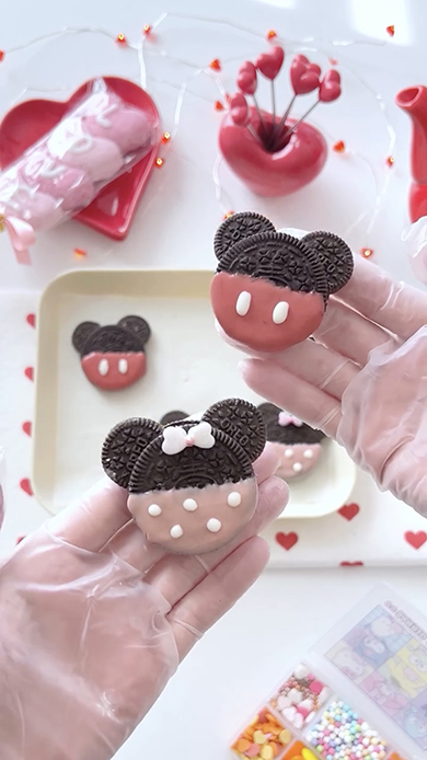 オレオを使ったミッキー＆ミニー風アレンジ