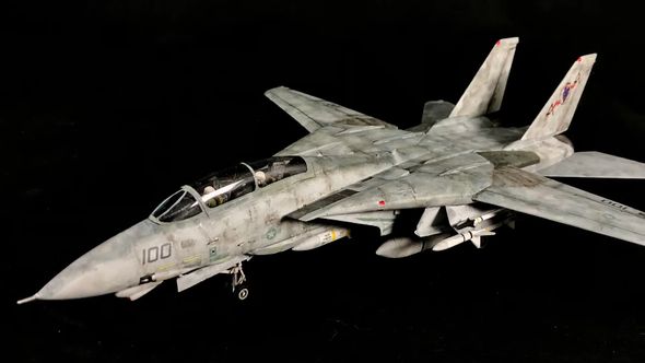 塗装されたF-14トムキャットのプラモデル