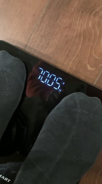 筋トレ開始3カ月後の体重