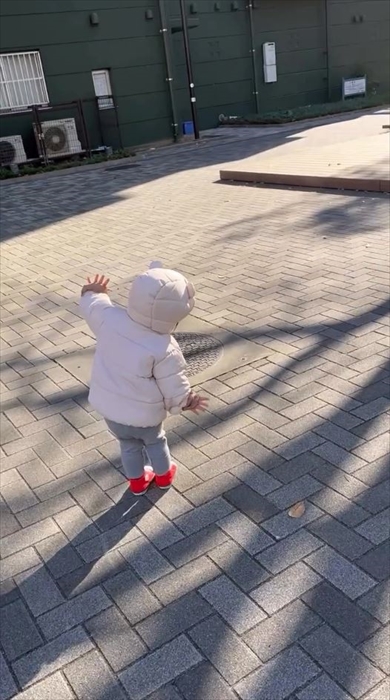 鳩を威嚇する子ども