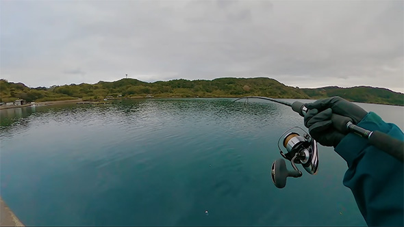 釣りをする右手