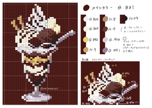 チョコレートパフェのセーターの編み図