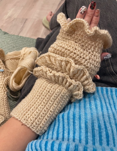 手編みのアームカバー