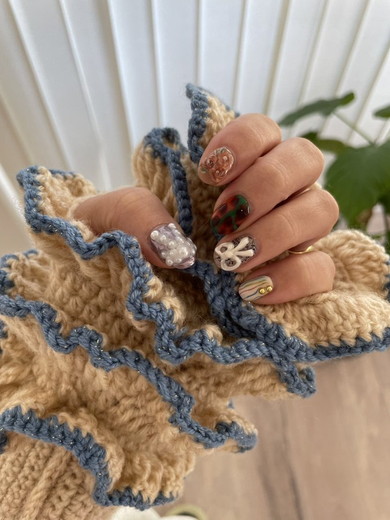 手編みのアームカバー