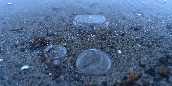 阿寒湖にバブルが発生した様子