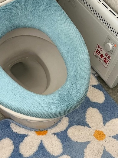 水面が凍ったトイレ