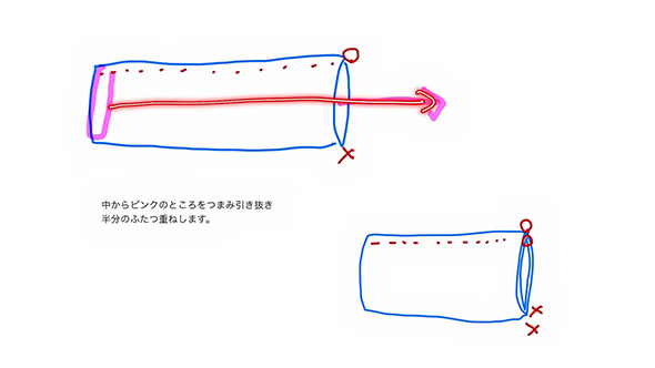 中からピンクのところを