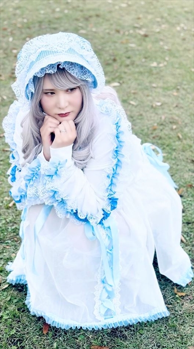 農業用帽子をロリータのボンネット風にリメイク