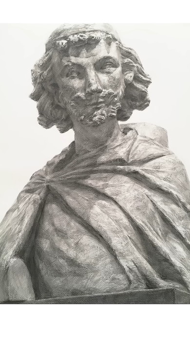 セントジョセフ胸像の石こうデッサンの様子