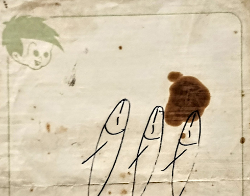 3匹の魚が描かれたサイン