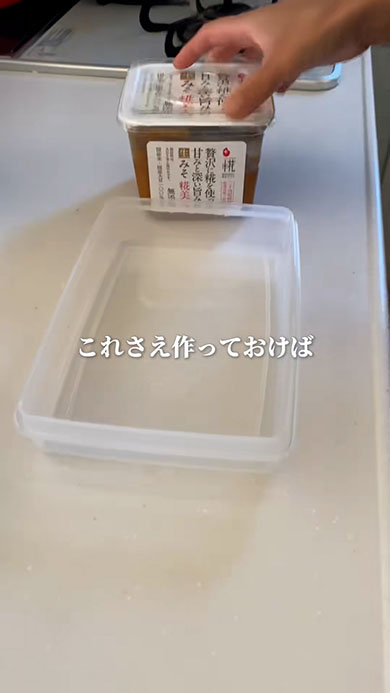 簡単「みそ汁の素」・タッパーと味噌