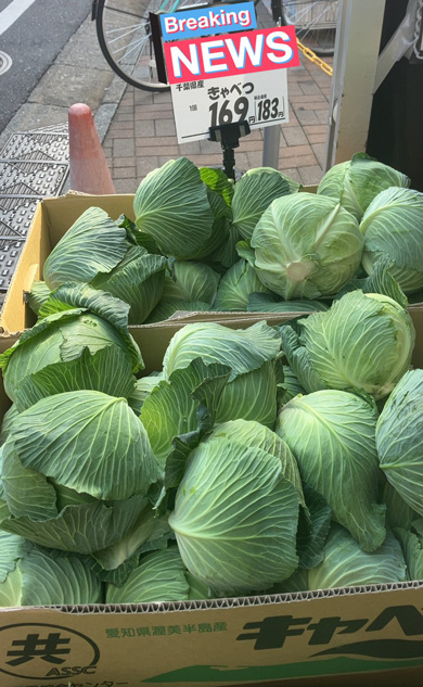 スーパー 店頭 キャベツ お買い得 安い 電車 出かける前 葛藤