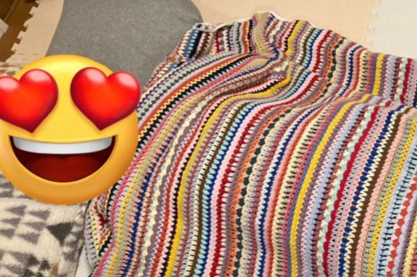 毛糸100玉使ったブランケット