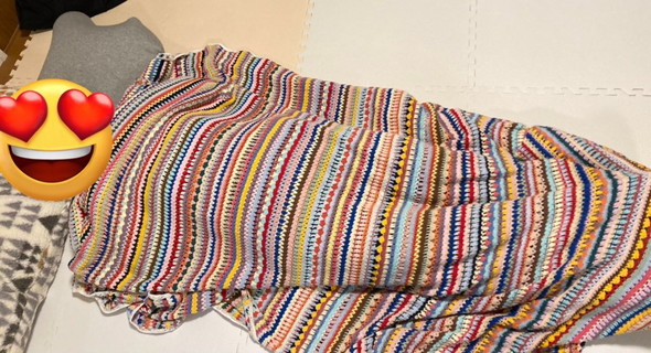 毛糸100玉使ったブランケット