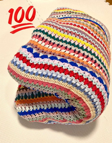 毛糸100玉使ったブランケット