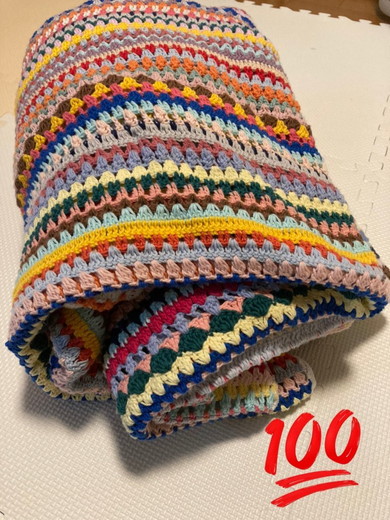 毛糸100玉使ったブランケット