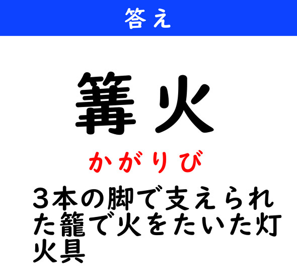漢字クイズ　難読漢字　篝火