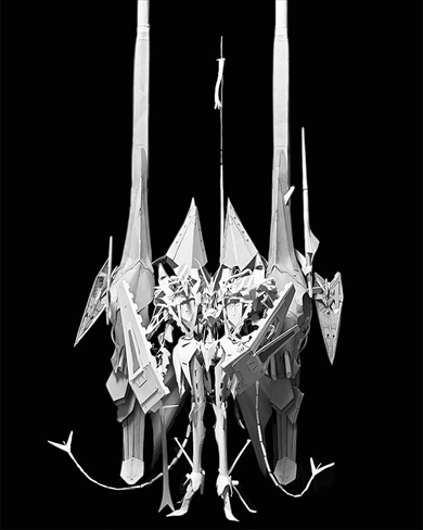 廃棄予定の厚紙で作った精巧な「ヤクトミラージュ」のペーパーフィギュア