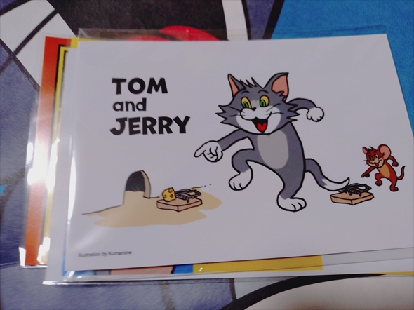 現場猫の絵柄で描かれたトムとジェリーのポストカード