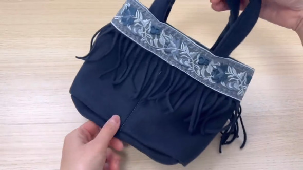 セリア 100均 マフラー リメイク 改造 フリンジ バッグ 作り方