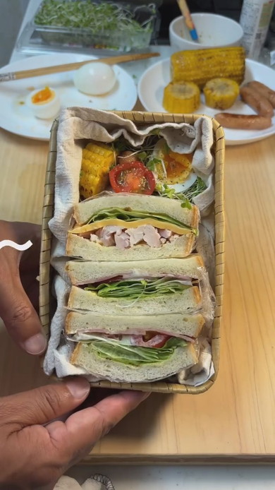 サンドイッチ弁当の調理工程