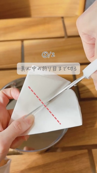 型に入れる敷紙のカットの方法