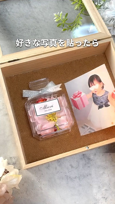 ケースに写真とチョコをセット