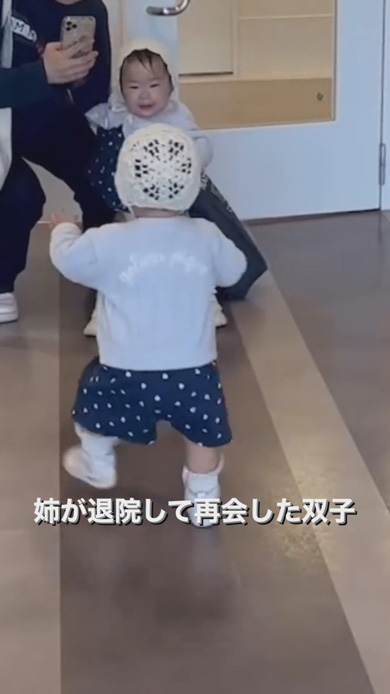 一卵性双生児 1歳 双子 退院 姉妹 再会