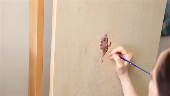 緻密な油絵のタイムラプス