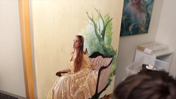 緻密な油絵のタイムラプス