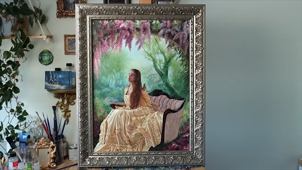 緻密な油絵のタイムラプス