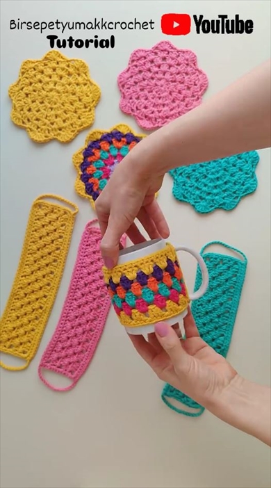1種類の毛糸と15分あればすぐに編めるマグカップカバー