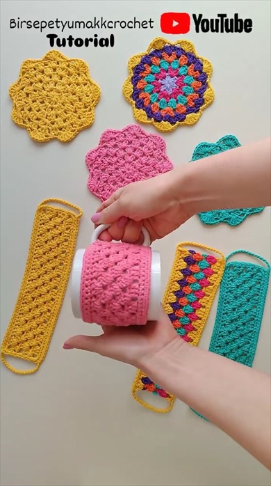 1種類の毛糸と15分あればすぐに編めるマグカップカバー