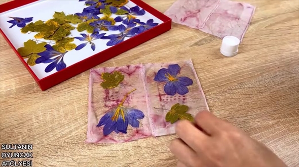 ティーバッグを再利用して押し花のランタンに