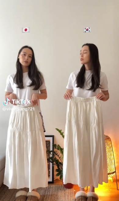 日韓の女子ファッションを比較する動画