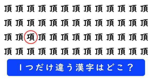 「頂」の中に1つだけ「項」が隠れています