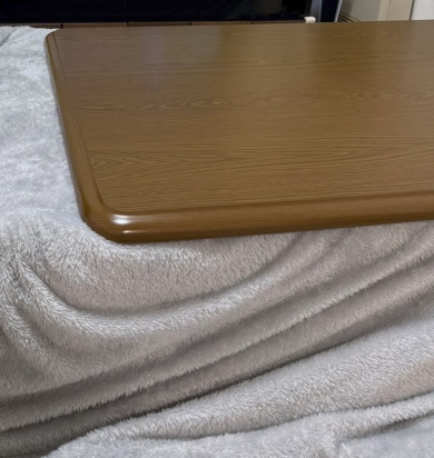 こたつにすっぽりはまった赤ちゃん