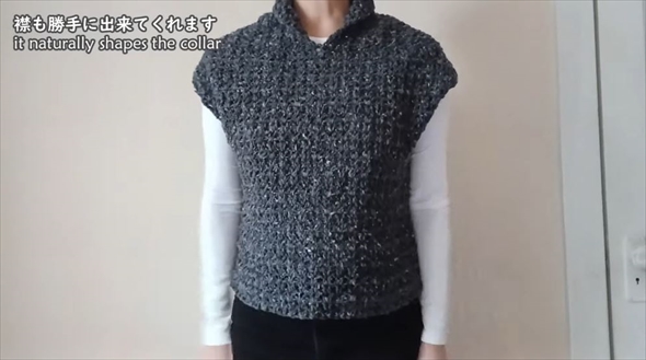 かぎ針編みで作る四角2枚の簡単セーター