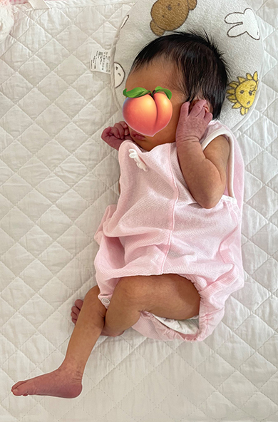 寝相がエコー写真と同じ