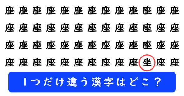 「座」の中に1つだけ「坐」が隠れています