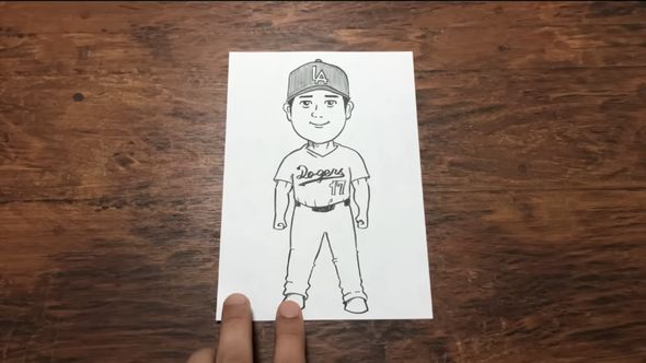 家族のパワーが合わさった大谷翔平のイラスト