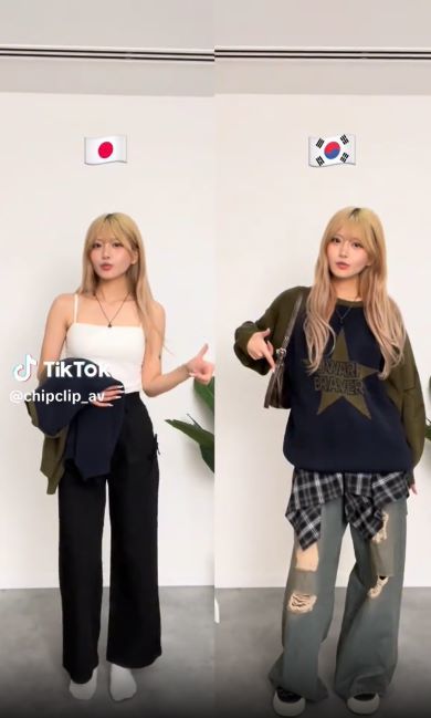 日本と韓国のコーデ比較