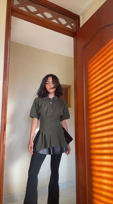 ポロシャツをドレス風にリメイク