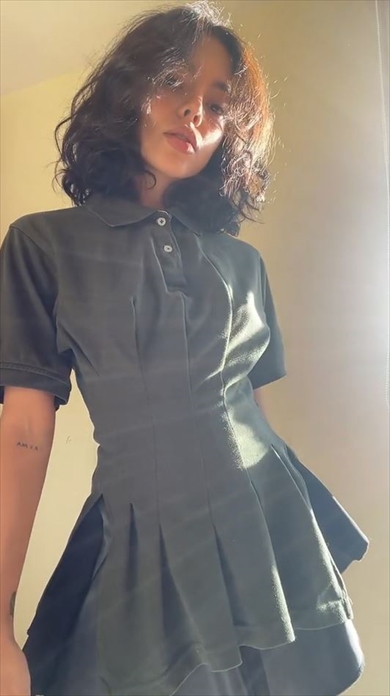 ポロシャツをドレス風にリメイク