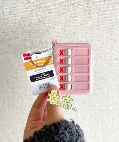 人間がキーホルダー（チェッカー）を持っているところ。