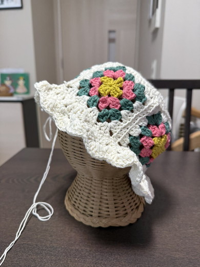 編み物春夏帽子