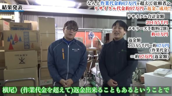 手数料などを差し引いた額を依頼者に返せると喜ぶ遺品整理人