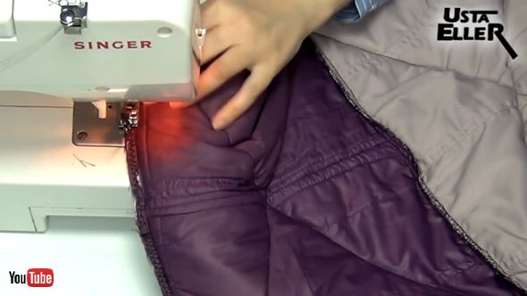 古いコートをキルトにリメイク