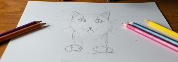ご主人が描いた下手くそイラストを見た猫