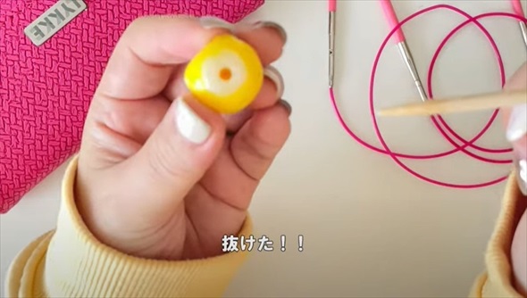 100均の材料で棒針キャップ